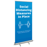 COVID SECURE ROLL UP BANNER -SOCIAL DISTANCING IN OPERATION